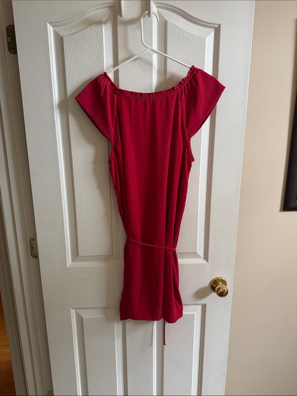 🌸 GLAM: Red Ruffle V-Neck Tie-Waist Dress - Picture 6 of 6